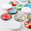 Flower Printed Glass Cabochons GGLA-A002-25mm-BB-3