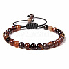 Natural Banded Agate Round Bead Adjustable Braided Bracelets UO3136-11-1