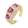Brass Micro Pave Cubic Zirconia Cuff Open Rings for Women RJEW-L343-13G-06-4