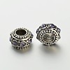 Antique Silver Zinc Alloy Rhinestone Large Hole European Rondelle Beads CPDL-O005-13-1