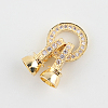 Brass Micro Pave Cubic Zirconia Fold Over Clasps X-ZIRC-P003-27G-1