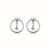 Anti-Tarnish Ring Rhodium Plated 925 Sterling Silver Stud Earrings PB1316-7-1