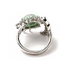 Natural Green Aventurine Sun & Moon Open Cuff Rings RJEW-K241-01P-09-4