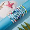 10Pcs 10 Style Encourage Word Polymer Clay Heishi Surfer Stretch Bracelets Set with Heart sgBJEW-SW00041-4