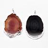 Electroplated Natural & Dyed Agate Big Pendants G-N0167-029-2