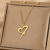 304 Stainless Steel Heart Initial Pendant Necklaces for Women Men FS-WG51A4F-03-1
