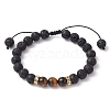 Natural Lava Rock & Tiger Eye Braided Bead Bracelets BJEW-JB09729-01-1