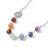 7Pcs 7 Style Natural Mixed Gemstone Beaded Pendant Necklace with Alloy 7 Chakra NJEW-JN03889-6