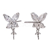 925 Sterling Silver Micro Pave Cubic Zirconia Ear stud Findings X-STER-P035-55P-2
