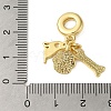 Rack Plating Brass Micro Pave Clear Cubic Zirconia European Dangle Charms KK-P279-34G-3