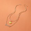 Acrylic Butterfly with Alloy Word Honey Pendant Double Layer Necklaces for Women WG9E726-01-1