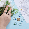 10Pcs 10 Colors Copper Wire Wrapped Flat Round Evil Eye Lampwork Finger Rings RJEW-UN00052-4