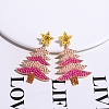 Christmas Trees with Star Alloy Dangle Stud Earrings for Women EJEW-Z078-03C-1