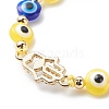 Evil Eye Resin Bead & Hamsa Hand Alloy Rhinestone Braided Beaded Bracelets for Girl Women BJEW-JB08740-02-5