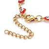 Enamel Heart with Evil Eye Link Chains Bracelet BJEW-P271-07G-01-3