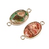 Brass Pave Natural Imperial Jasper Connector Charms KK-R214-06KCG-2