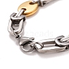 PVD Vacuum Plating 304 Stainless Steel Bean Link Chains Bracelet STAS-E160-09GP-3