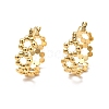 Ion Plating(IP) 304 Stainless Steel Beaded Ring Hoop Earrings for Women EJEW-P202-02G-1