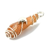 2Pcs Electroplated Natural Quartz Crystal Dyed Copper Wire Wrapped Pendants PALLOY-JF03174-02-4