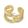 Brass with Cubic Zirconia ring RJEW-K264-02G-2