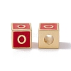 Rack Plating Brass Enamel Beads KK-B060-04G-03O-1