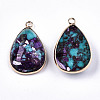 Teardrop Assembled Synthetic Turquoise and Natural Regalite/Imperial Jasper Pendants G-N330-20A-2