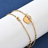 304 Stainless Steel Heart Charm Chain Bracelets BJEW-M097-01A-G-3