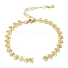 Brass Textured Heart Link Chain Bracelet Making MAK-K024-15G-1