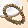 Natural Unakite Bead Stretch Bracelets X-BJEW-K212-B-006-7