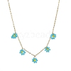 Glass Seed Bead Flower Bib Pendant Necklaces PW-WGC3FE4-01-1