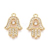 Brass Micro Pave Clear Cubic Zirconia Pendants KK-T073-21G-1