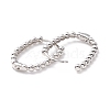 Rack Plating Brass Beaded Oval Huggie Hoop Earrings KK-D069-07P-RS-2