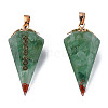 Natural Green Aventurine Chip Pendants G-N340-01D-1