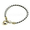 PU Leather Braided Charm Bracelets BJEW-JB00785-2