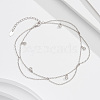 925 Sterling Silver Cable Chain Anklet AJEW-Z029-10P-2