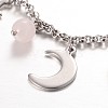 Moon & Star Stainless Steel Gemstone Charm Bracelets X-BJEW-JB01935-01-2