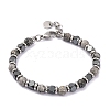 Natural Map Stone & Magnetic Synthetic Hematite Round Beaded Bracelet BJEW-P339-02P-02-1