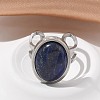 Oval Natural Lapis Lazuli Finger Rings RJEW-M062-02P-01-5