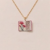 Brass Enamel Book Pendant Necklaces for Women KK-CBAF5B9-01G-01-1