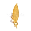 Feather Shape Alloy Brooches for Backpack Clothes PW-WG4EC9D-01-1