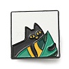 Square with Cat & Monstera Leaf Enamel Pins JEWB-P024-B01-1