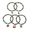 5Pcs Christmas Theme Glass Beaded Stretch Bracelets BJEW-JB11184-1