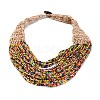 Bohemia Style Multi-strand Glass Seed Beaded Bib Necklaces for Women NJEW-G149-01C-2