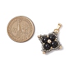 Natural Black Onyx(Dyed & Heated) & Glass Seed Beaded Woven Pendants PALLOY-MZ00365-05-2