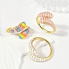 Brass Enamel Cuff Rings for Women RJEW-L113-035G-3