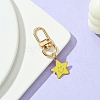 Star with Smiling Face Alloy Enamel Pendant Decorations HJEW-YW00010-01-1