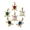 Rack Plating Real 18K Gold Plated Brass Micro Pave Cubic Zirconia Pendants KK-B084-06G-1