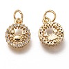 Brass Micro Pave Clear Cubic Zirconia Charms ZIRC-C020-64G-2