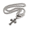 304 Stainless Steel Snak Wheat Chain Viking Cross Pendant Necklaces for Men NJEW-K278-08AS-2