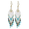 Woven Seed Beads & Natural Magnesite Tassel Earrings EJEW-MZ00154-04-1